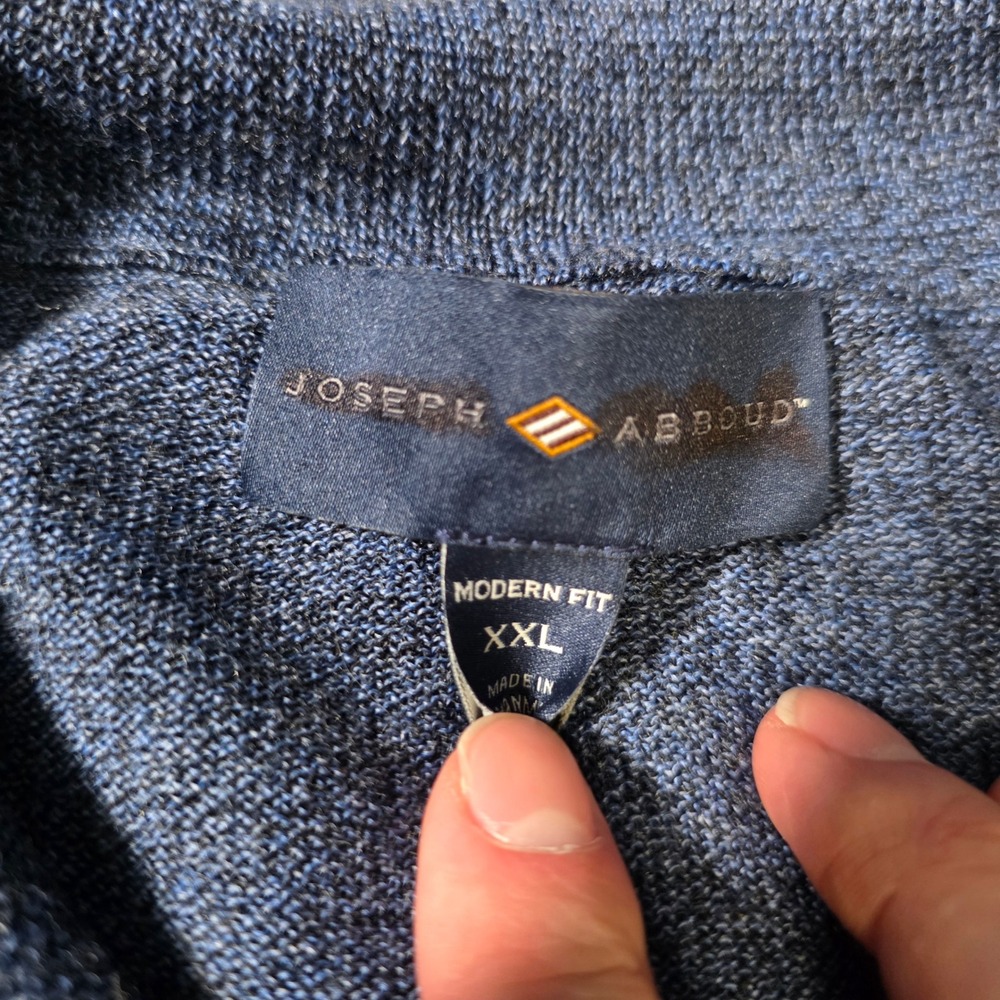 Joseph Abboud Mens XXL 1/4 Zip Sweater Blue Merino Wool Blend 37.5 Tech - Picture 4 of 8